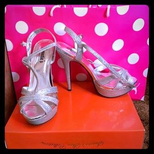 Silver glitter high heels